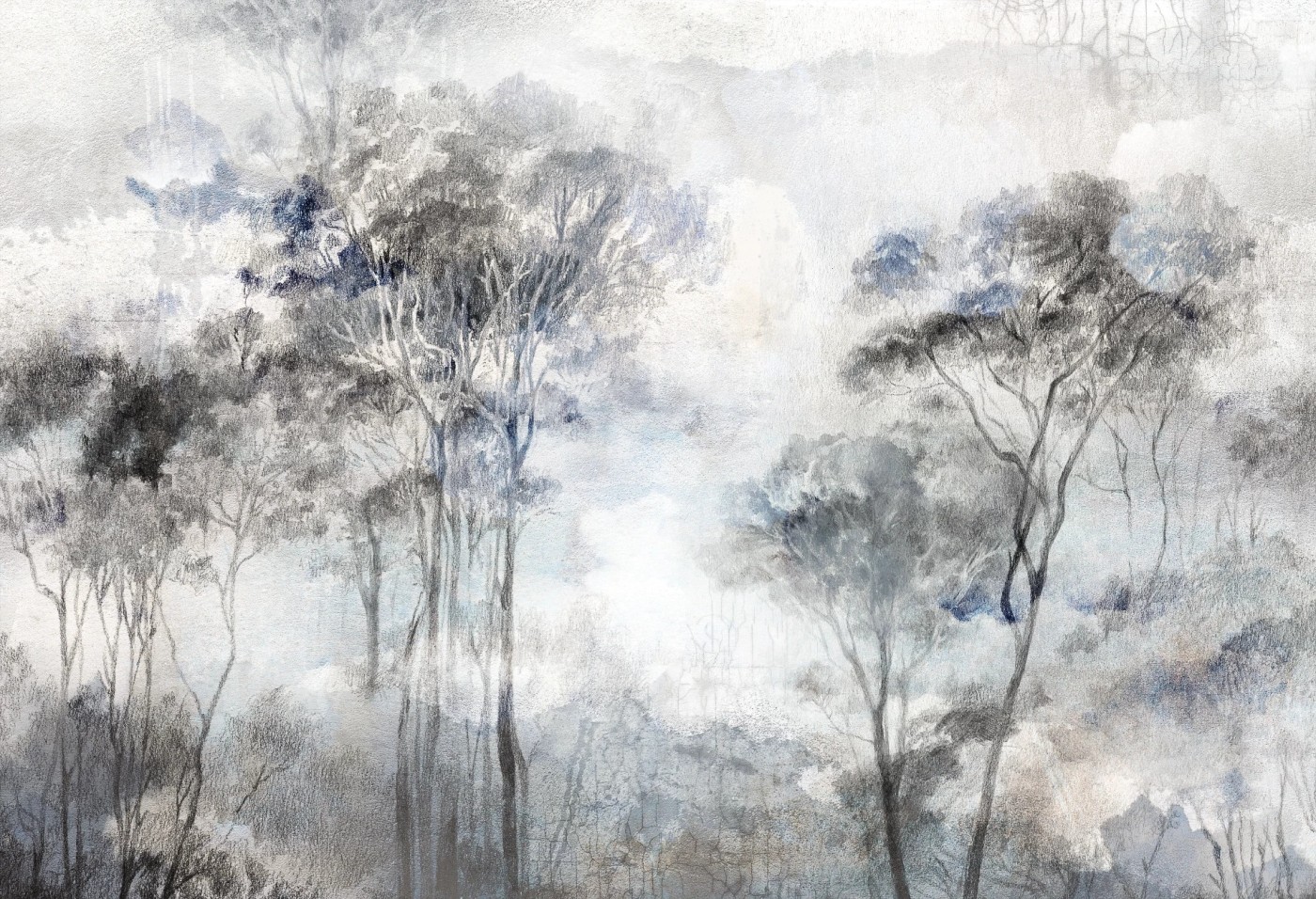 NEBLINA DE SAFIRA - tapeta do sypialni z motywem drzew