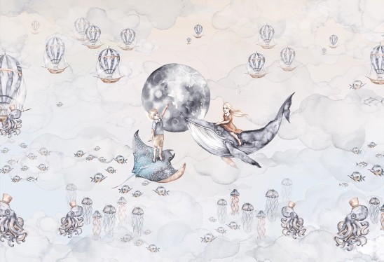 OCEAN DEEP - girl and boy - tapeta dla dzieci do wspólnego pokoju