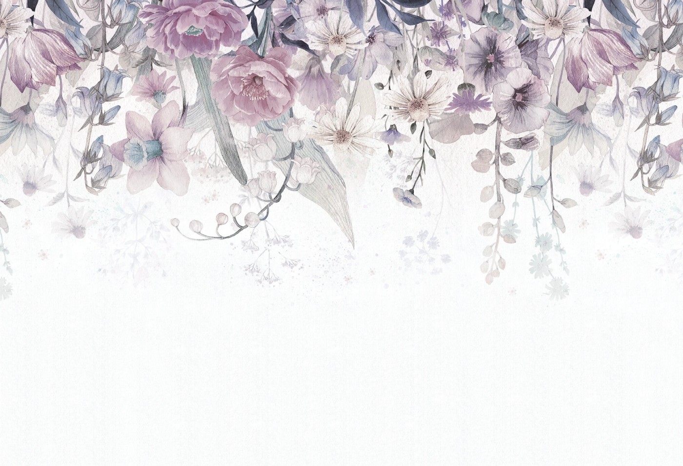 BLOOM UP - purple - tapeta dla dziewczynki z łąką