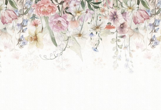 BLOOM UP - rainbow - tapeta dla dziewczynki w kolorowe kwiaty