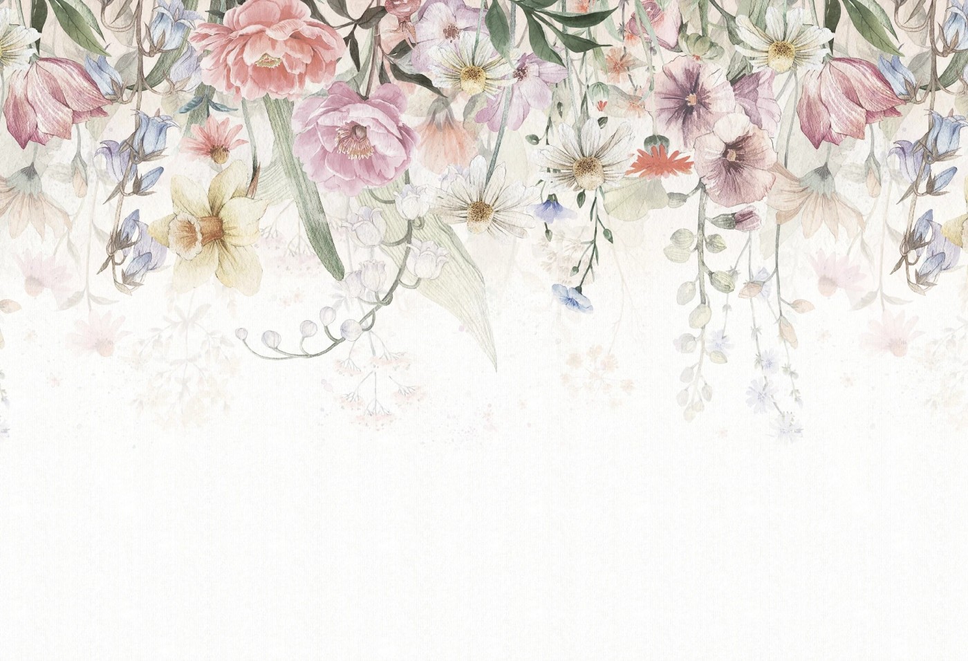 BLOOM UP - rainbow - tapeta dla dziewczynki w kolorowe kwiaty