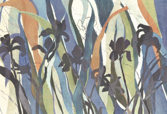 PASTEL WIND - dark - tapeta w kwiaty do stylizowanego salonu