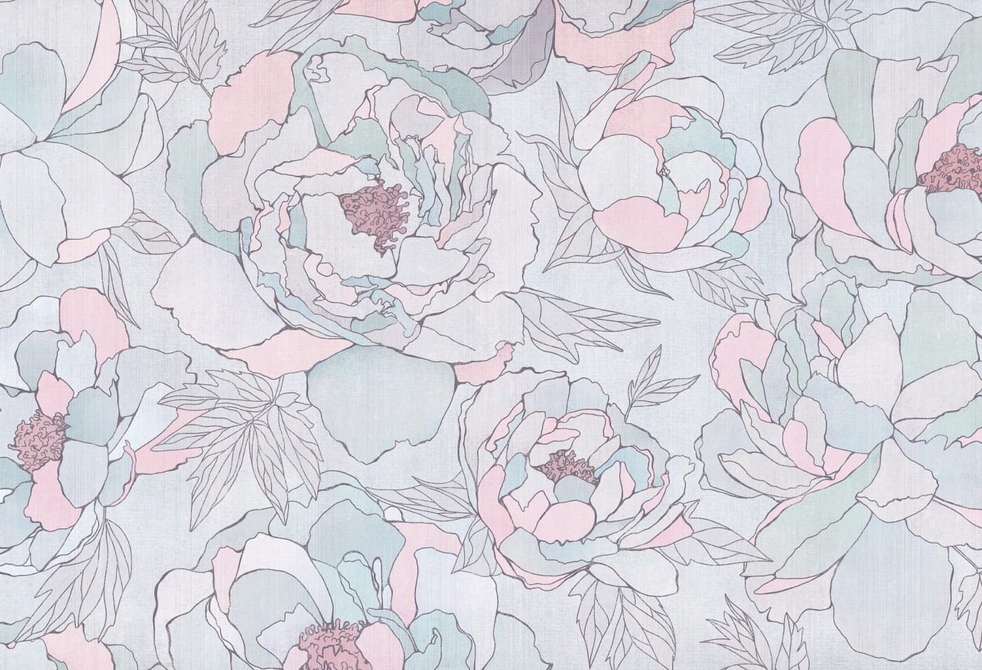 PEONIES - bubblegum - tapeta kwiatowa do pokoju dziewczynki PEONIES - bubblegum - tapeta kwiatowa do pokoju dziewczynki