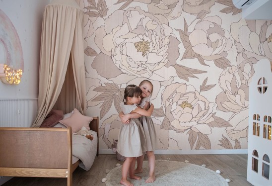 copy of copy of copy of BLOOM - purple - tapeta ogród wielkich kwiatów do pokoju dziecięcego