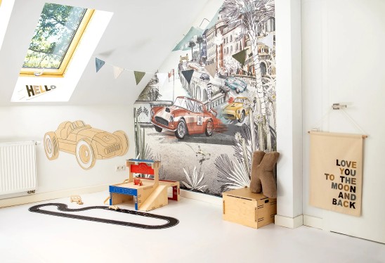 MONACO RACING - teal blue - tapeta dla chłopca samochody