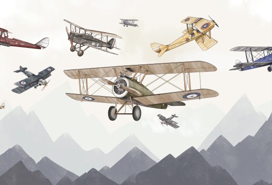 PODNIEBNY ŚWIAT - tapeta dla chłopca w samoloty