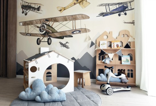 PODNIEBNY ŚWIAT - tapeta dla chłopca w samoloty