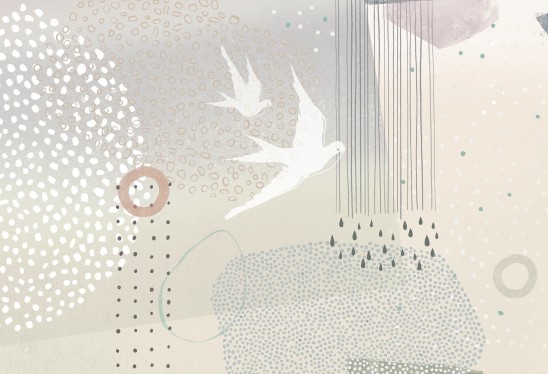 RAINBOW DOTS - birds - minimalistyczna tapeta dla dziewczynek