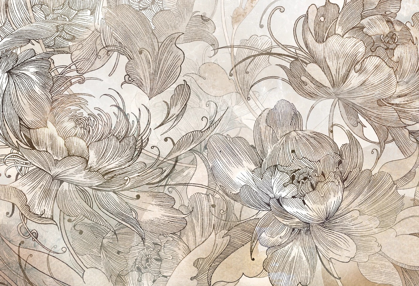 SECESSIO - ivory - tapeta do salonu w secesyjnym stylu