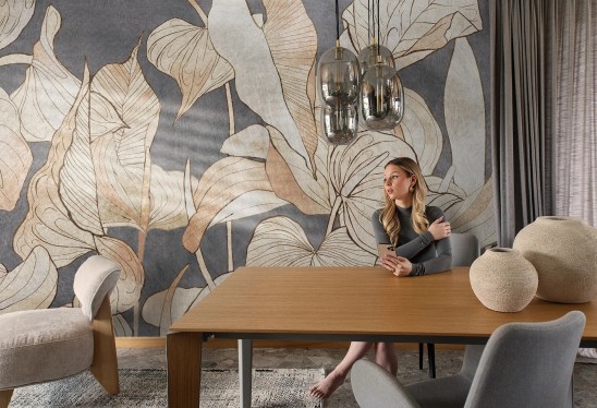 ANTURIUM - dark grey - tapeta z dużymi kwiatami