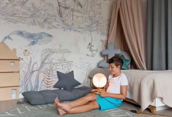 SKARB PIRATÓW - marynistyczna tapeta dla chłopca ze statkiem pirackim