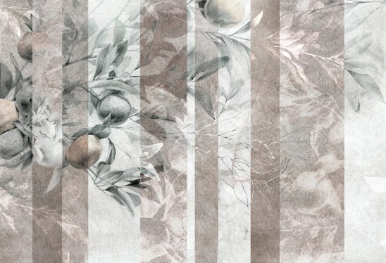 TOSCANIA - stripes - tapeta geometryczna z motywem dużych liści