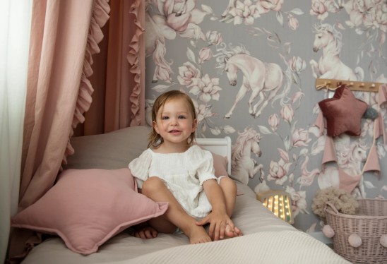 UNICORNS - grey - tapeta w jednorożce