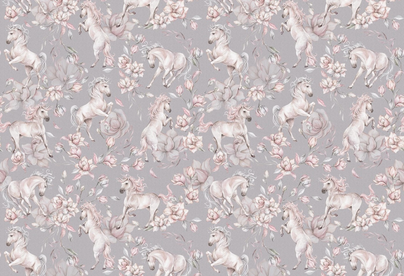 UNICORNS - grey - tapeta w jednorożce UNICORNS - grey - tapeta w jednorożce