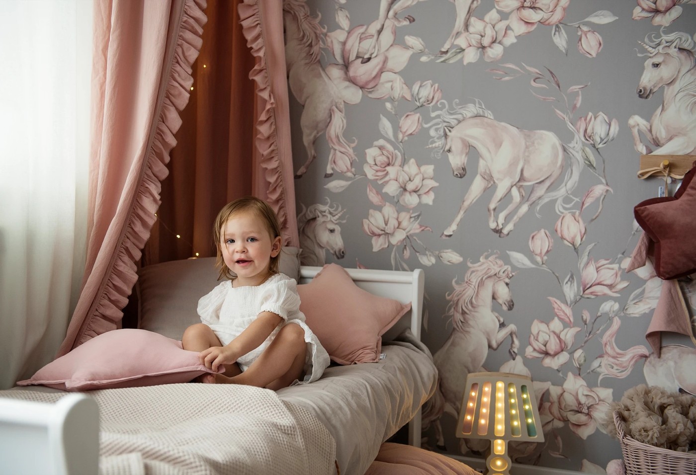 UNICORNS - grey - tapeta w jednorożce UNICORNS - grey - tapeta w jednorożce