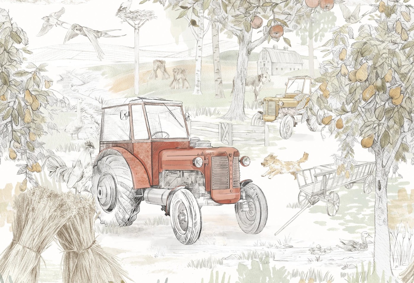 VINTAGE COUNTRY - boys - tapeta chłopięca w traktory