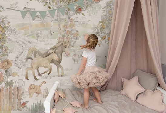 VINTAGE COUNTRY - ponies - tapeta w konie i wiejskie zwierzęta