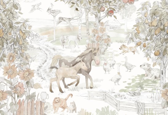 VINTAGE COUNTRY - ponies - tapeta w konie i wiejskie zwierzęta