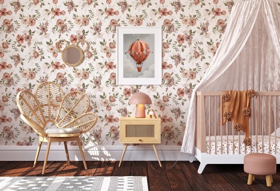 WILD ROSES - tapeta w drobne kwiaty do pokoju dziewczynki