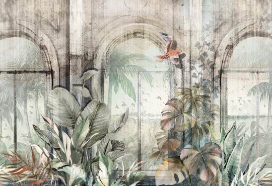 WINDOWS TO THE AMAZON - bright - fantazyjna tapeta do salonu lub sypialni