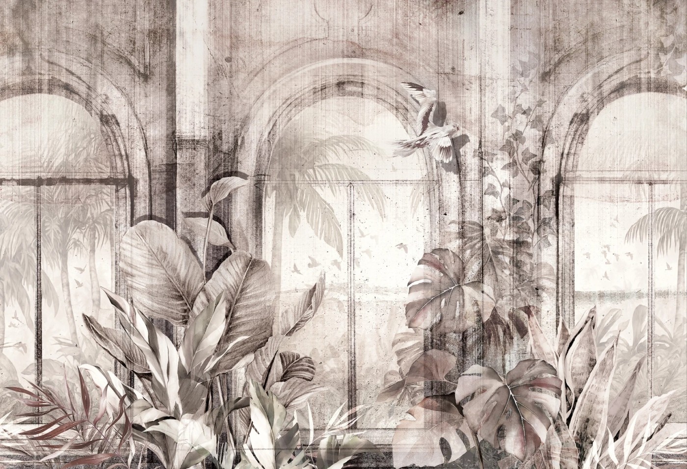 WINDOWS TO THE AMAZON - light - tapeta vintage do salonu lub sypialni