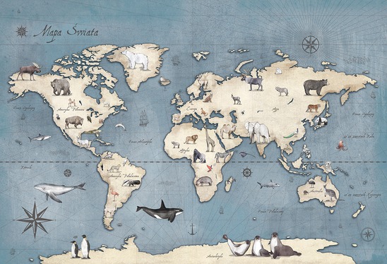 Edukacyjna tapeta z motywem mapy świata dla dzieci