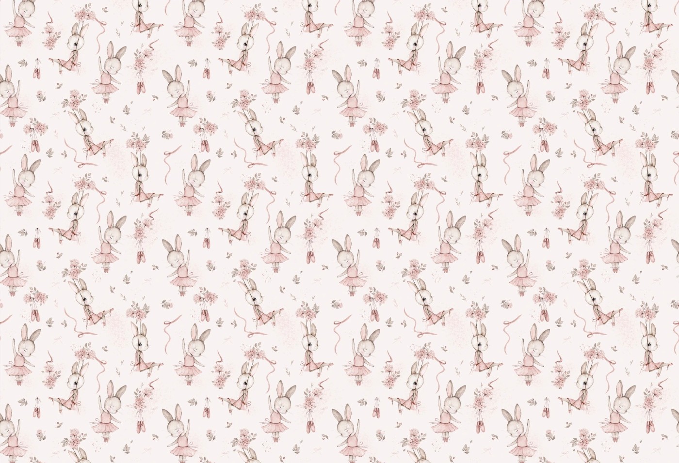 BUNNY BALLET - tapeta dziecięca dla dziewczynki w króliczki baletnice