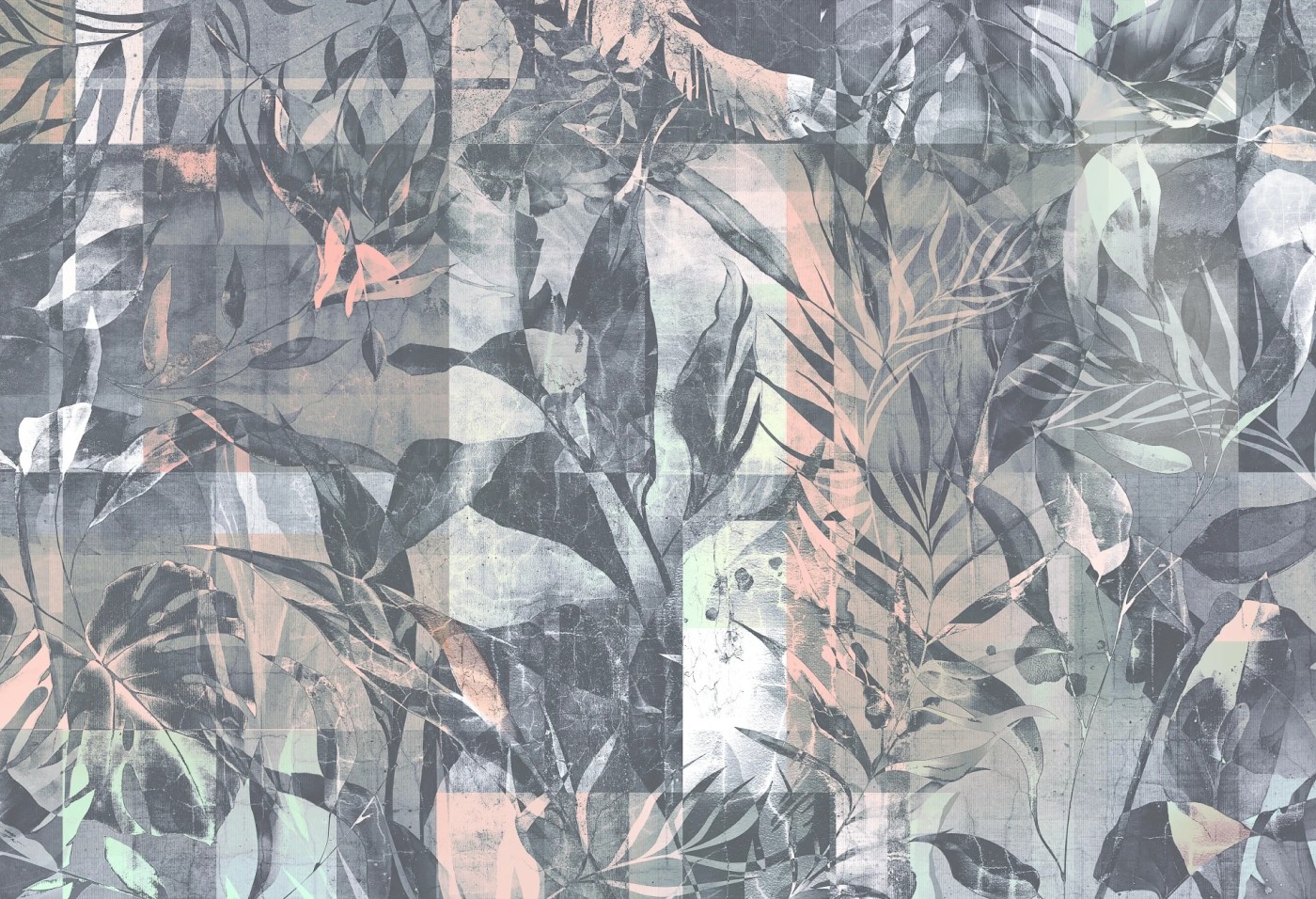 ANTALYA - mint - tapeta z kwiatowym motywem do salonu ANTALYA - mint - tapeta z kwiatowym motywem do salonu