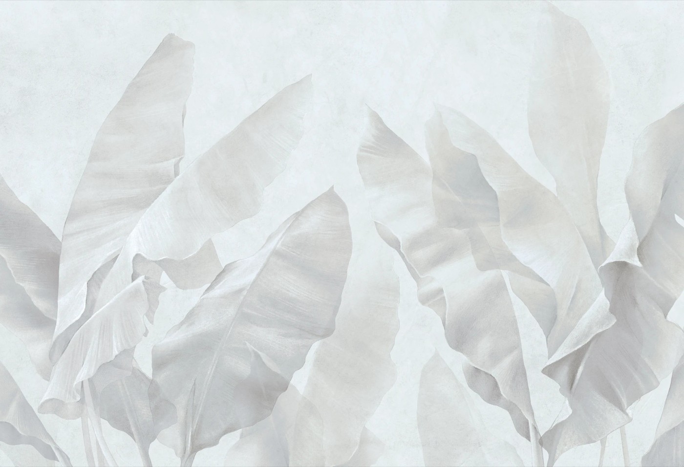 BANANA BLISS - mist grey - tapeta inspirowana naturą do salonu lub sypialni