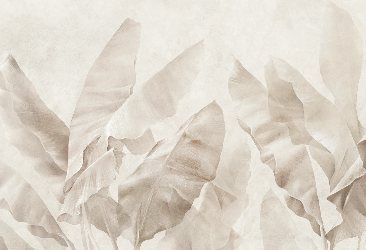 BANANA BLISS - soft beige - tapeta do salonu z dużymi liśćmi bananowca BANANA BLISS - soft beige - tapeta do salonu z dużymi liśćmi bananowca