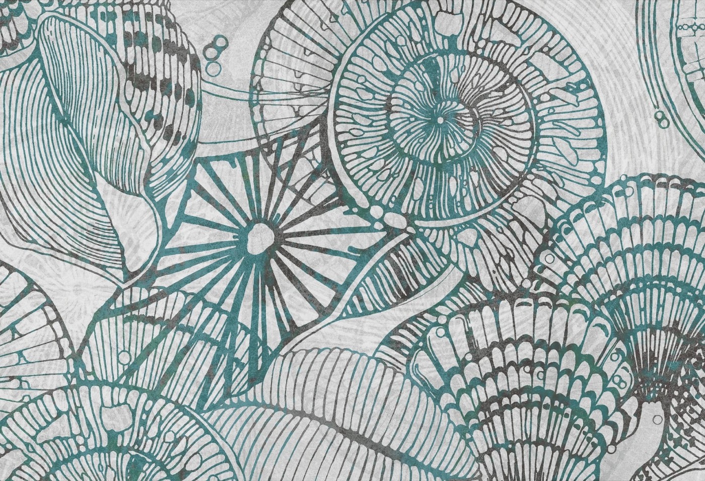 CALICO - teal - tapeta w geometryczne wzory do salonu lub sypialni