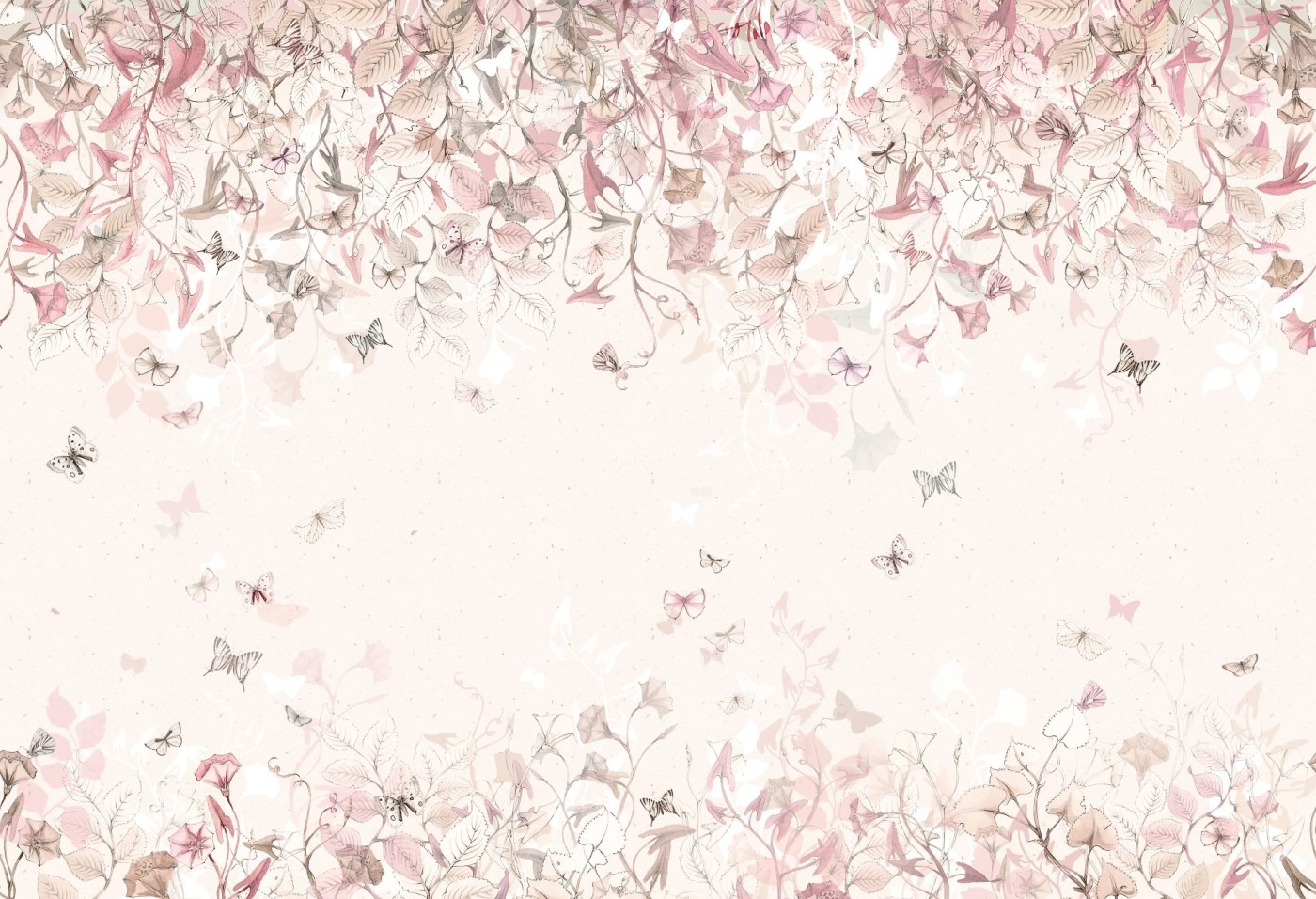 BUTTERFLIES - rose - romantyczna tapeta dla dziewczynki