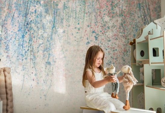 DAISY UP - blue - tapeta z motywem łąki dla nastolatki