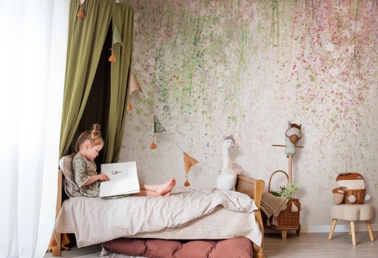 copy of BLOOM UP - rainbow - tapeta wiszący ogród wielkich kwiatów z do pokoju dziecięcego