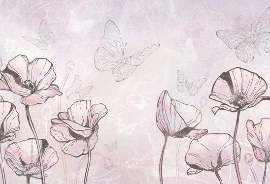 copy of BLOOM - purple - tapeta ogród wielkich kwiatów do pokoju dziecięcego