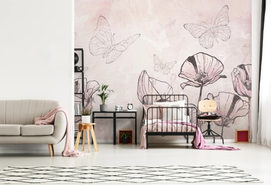 copy of BLOOM UP - pastel - tapeta wiszący ogród wielkich kwiatów do pokoju dziecięcego