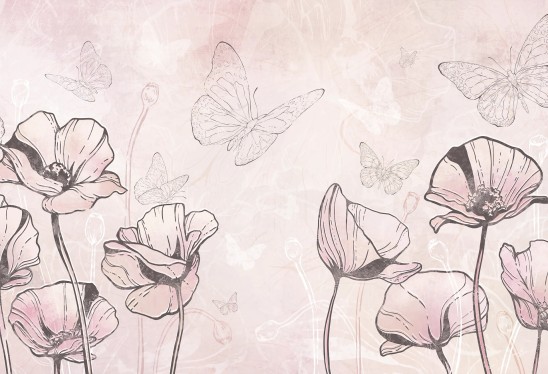 copy of BLOOM UP - pastel - tapeta wiszący ogród wielkich kwiatów do pokoju dziecięcego