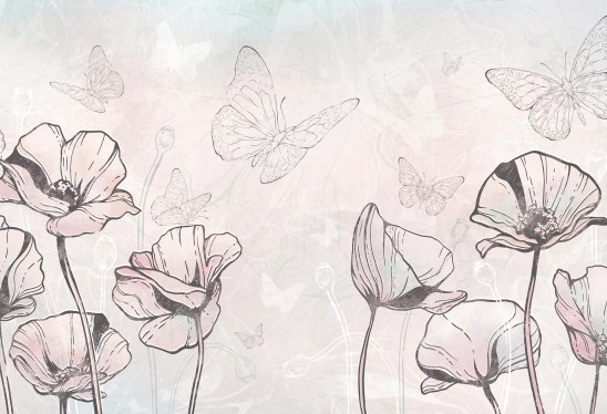 copy of copy of copy of BLOOM - purple - tapeta ogród wielkich kwiatów do pokoju dziecięcego