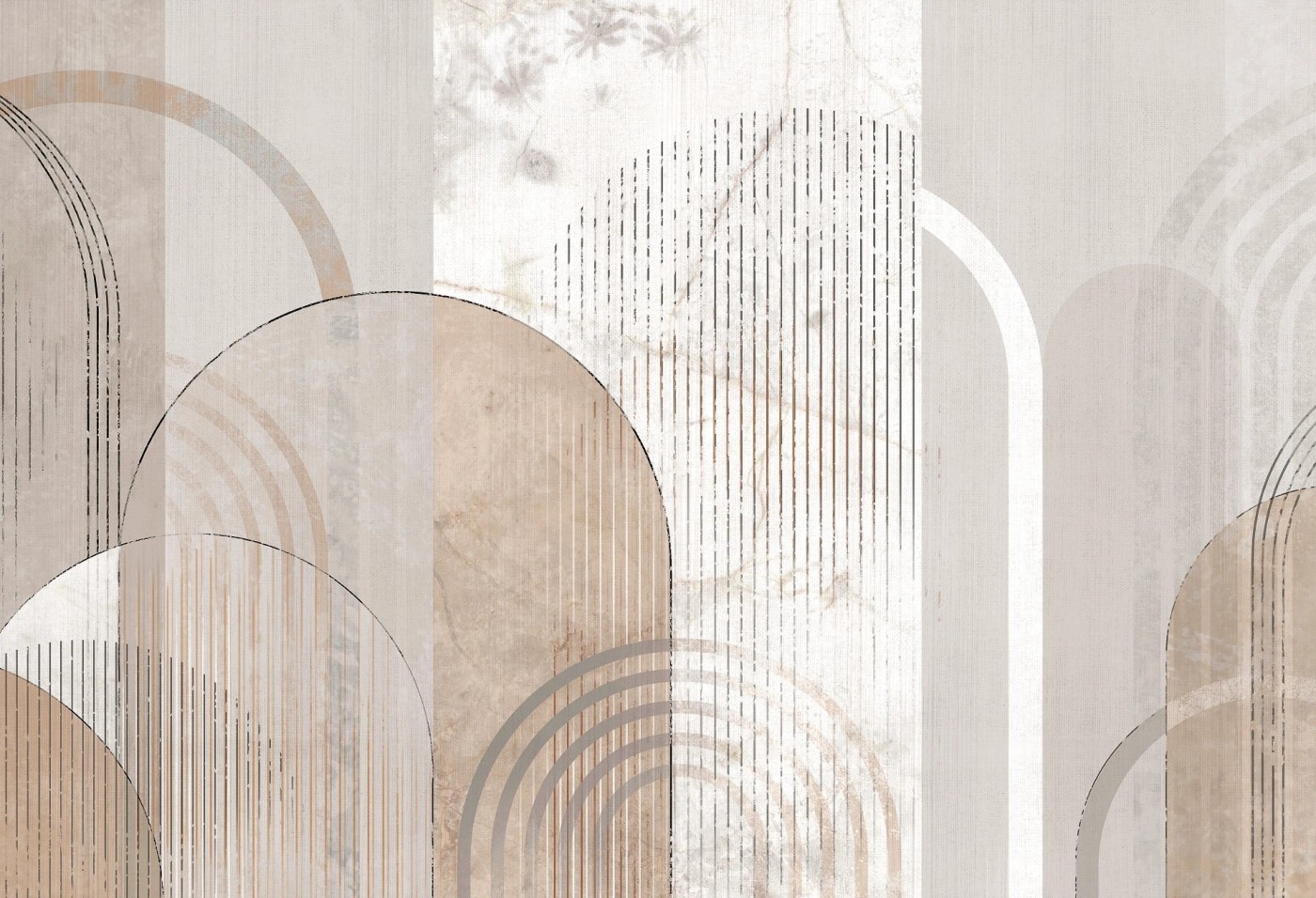 MODERN ARCHES - caramel - tapeta do salonu z motywem geometrycznych łuków