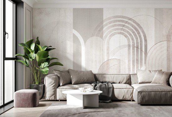MODERN ARCHES - nude - tapeta do salonu z geometrycznym wzorem