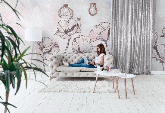 copy of copy of BLOOM - purple - tapeta ogród wielkich kwiatów do pokoju dziecięcego