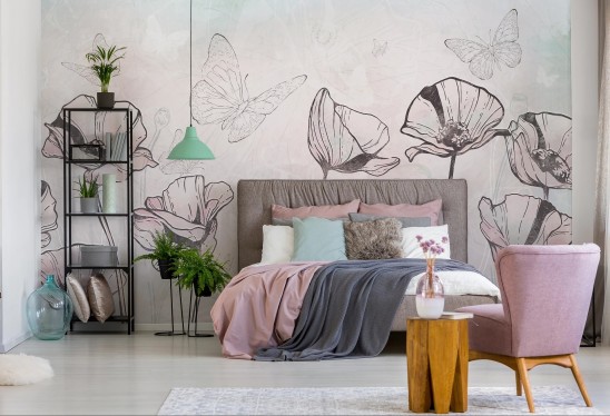 copy of copy of copy of BLOOM - purple - tapeta ogród wielkich kwiatów do pokoju dziecięcego