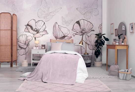 copy of BLOOM - purple - tapeta ogród wielkich kwiatów do pokoju dziecięcego