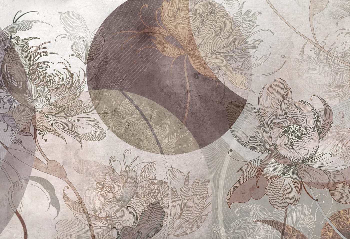 SECESSIO GEOMETRIC - muave -  tapeta artystyczna do salonu lub sypialni