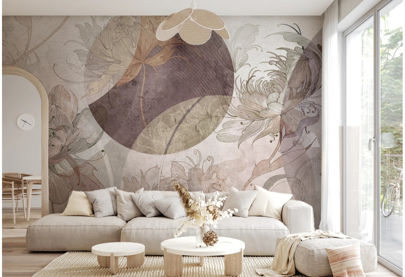 SECESSIO GEOMETRIC - muave -  tapeta artystyczna do salonu lub sypialni