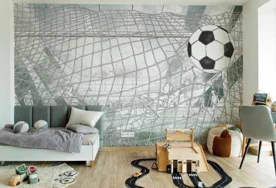 FOOTBALL - green - tapeta dla chłopca do pokoju
