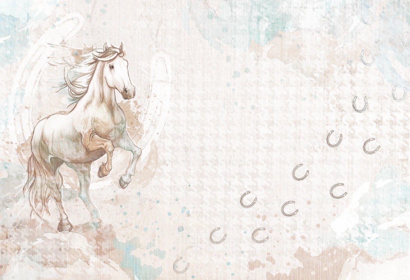 GALOP - mint- tapeta z galopującym koniem