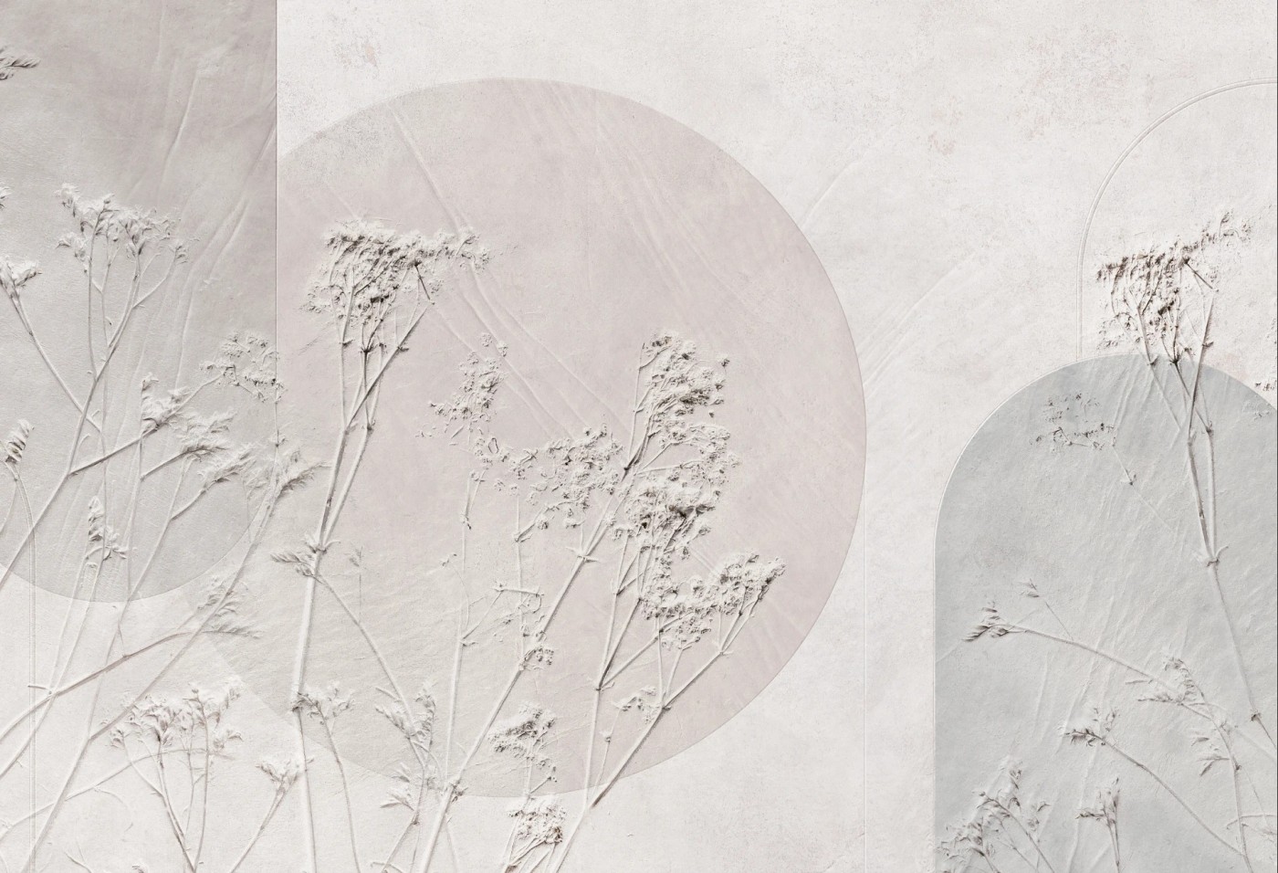 ORBIS - pastel - tapeta geometryczna z motywem polnych kwiatów