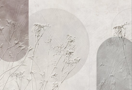 ORBIS - wine - tapeta geometryczna z reliefem i kwiatowym motywem