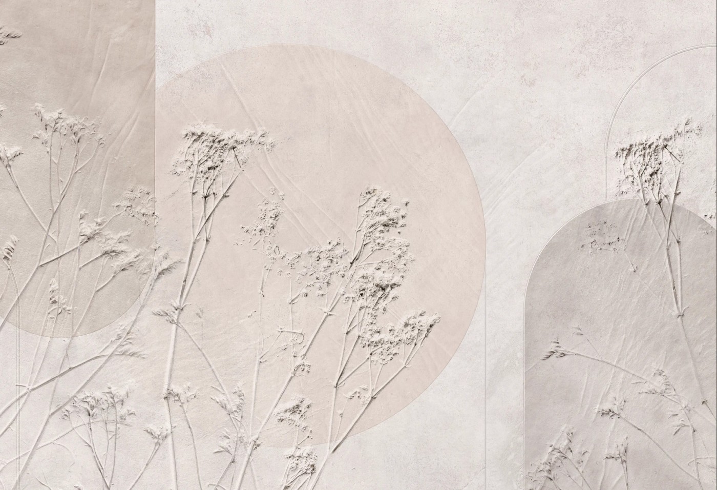 ORBIS - latte - delikatna tapeta z trójwymiarowym efektem kwiatów